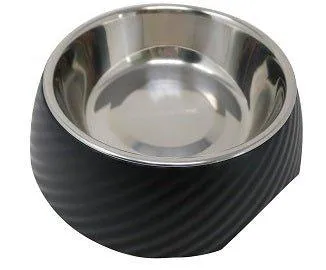 Twill Round Cat Dog Bowl - Black S/L