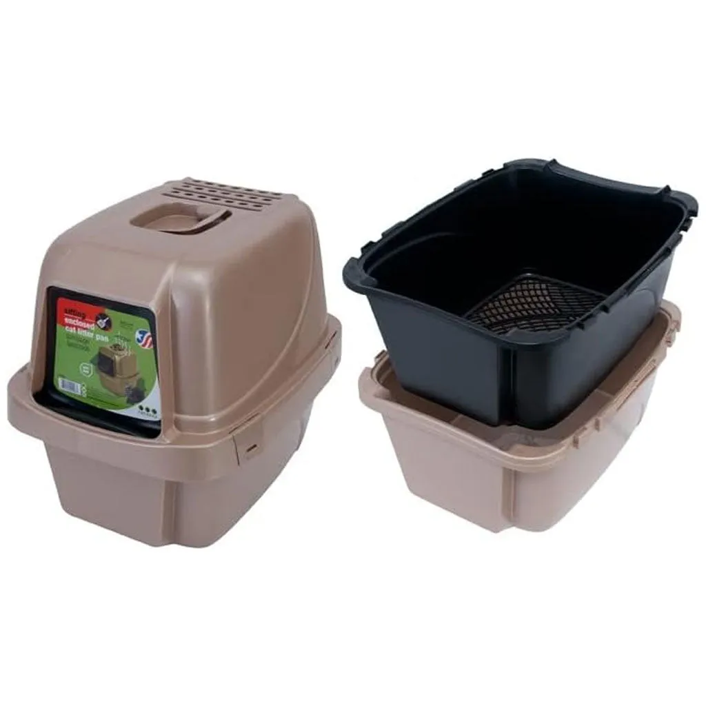 Van Ness Plastics Enclosed Sifting Cat Litter Box, Beige, Large