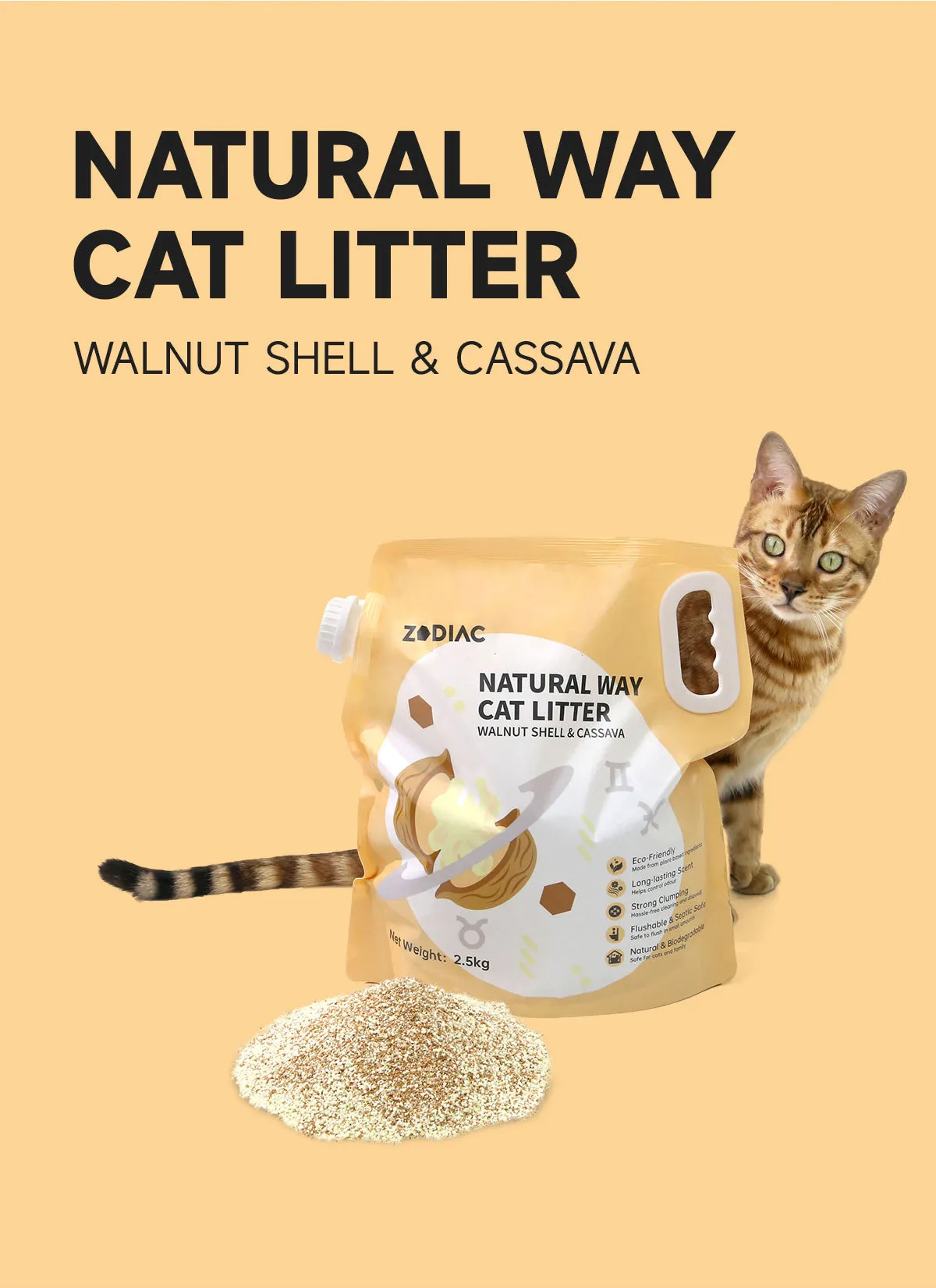 ZODIAC Natural Way Walnut Shell & Cassava Cat Litter